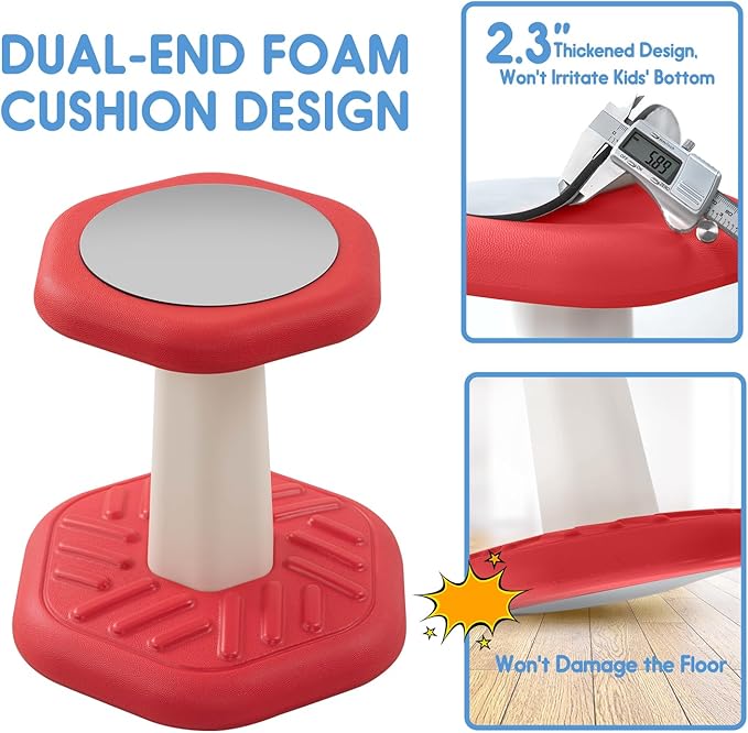 Kids Wobble Stool Chair Seat, Wiggle Stool Chair Flexible Seating for Preschool & Elementary Classroom, Improves Focus, Posture & ADD ADHD Chair, Ages 3-8