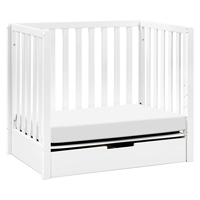 Carter's by DaVinci Colby 4-in-1 Convertible Mini Crib with Trundle Drawer in White, Greenguard Gold Certified, Undercrib Storage