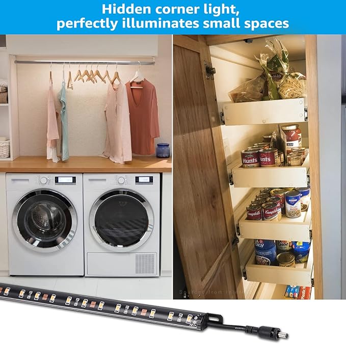 TORCHSTAR LED Safe Lighting Kit, (6) 12 Inch Linkable Light Bars + Motion Sensor + UL Power Adapter, 900LM, Input 100-240V, for Under Cabinet Gun Safe Locker Closet Showcase, 3000K Warm White
