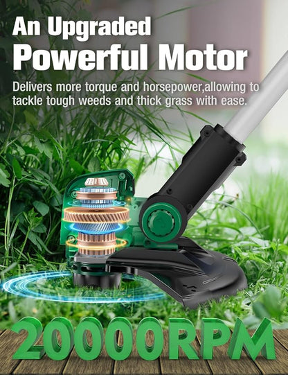 KIMO 4-in-1 Cordless Leaf Blower/Vacuum & String Trimmer/Weed Edger Combo Kit w/2x2.0 Battery & 10Pcs Spool Line, Variable Speed Trigger for Blowing/Vaccuming/Dusting/Clearing/Lawn Edging/Gardening