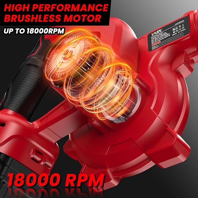 Cordless Leaf Blower for Milwaukee M18 Battery,Electric Jobsite Air Blower with Brushless Motor,6 Variable Speed Up to 180MPH,2-in-1 Handle Electric Blower and Vacuum Cleaner(Battery Not Included)