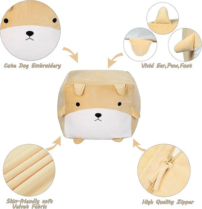 Cute Dog Toy Organizers and Storage for Boys and Girls, Gifts for Kids Bedroom Decor, Stuffed Animal Storage Bean Bag Chair Large Size 22x24 Inch Velvet Extra Soft, Cover ONLY