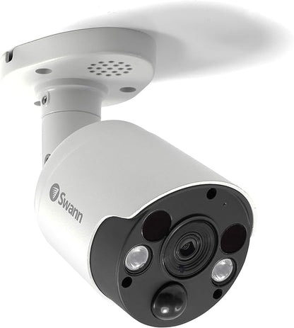 Swann Home Security Camera, POE Cat5e NVR 4K HD Video, Indoor or Outdoor Wired Surveillance CCTV, Color Night Vision, Heat Motion Detection, LED Lights, Metal Housing, Face Recognition, 2-Way Talk
