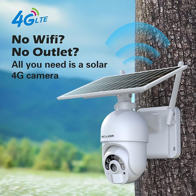 SOLIOM S800C-4G LTE Cellular Security Camera Outdoor,Pan Tilt 360° View 1080p Wireless Solar Powered, Spotlight Color Night Vision, 2 Way Talk,PIR Motion Detection