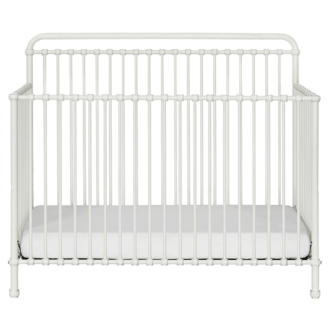 Namesake Winston 4-in-1 Convertible Metal Crib in Washed White, Greenguard Gold Certified