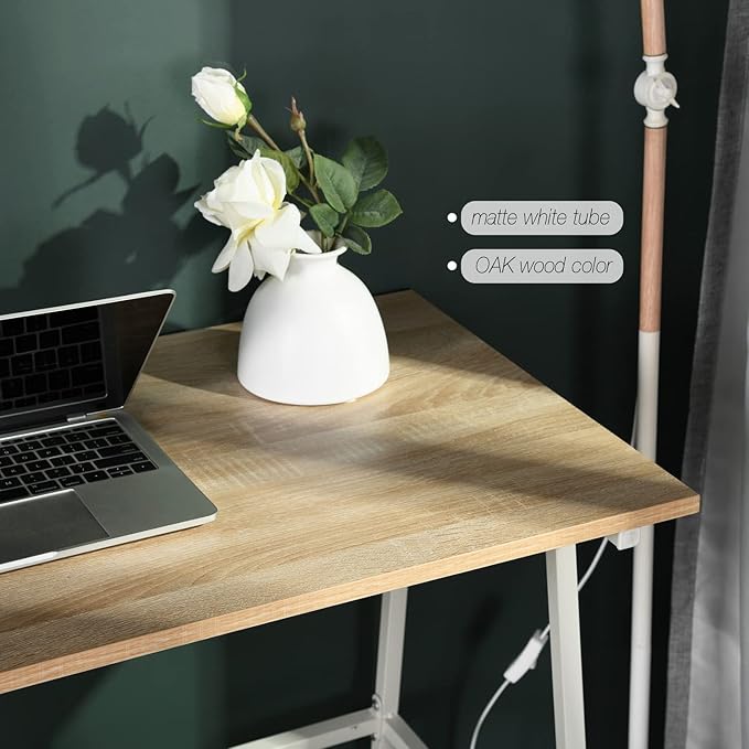 FurnitureR Home Office Computer Desk, Compact Writing Desk Study Desk with Metal Frame for Apartment, Dorm, Bedroom, Small Space (39.4 Inch, Brown)