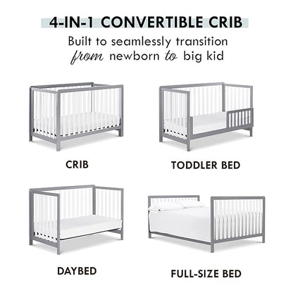 Carter's by DaVinci Colby 4-in-1 Low-Profile Convertible Crib in Grey and White, Greenguard Gold Certified
