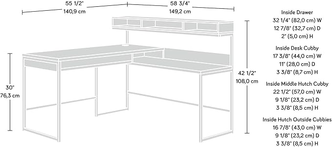Sauder Manhattan Gate L-Shaped Desk, Mystic Oak finish