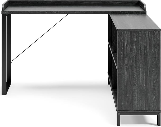 Signature Design by Ashley Yarlow Industrial Home Office L-Shaped Desk with Cube Storage, Black