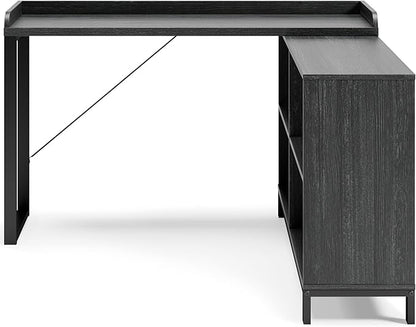 Signature Design by Ashley Yarlow Industrial Home Office L-Shaped Desk with Cube Storage, Black