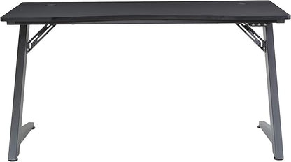 OSP Home Furnishings Beta Battlestation Gaming Desk with Bluetooth RGB LED Lights, Matte Black