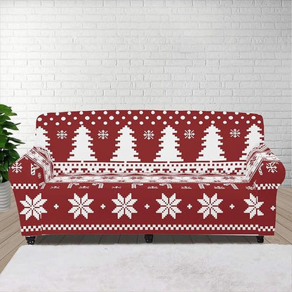 FKELYI Boho Christmas Easy Going Stretch Sofa Slipcover Washable Sofa Couch Cover Comfortable Furniture Protector with Elastic Bottom L