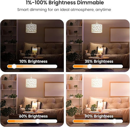 TREATLIFE Smart Light Bulbs 4Pack, 2500K-6500K Tunable White Dimmable LED Light Bulb Compatible with Alexa and Google Home, 2.4GHz WiFi Smart Bulb, 800LM, E26 A19 9W, No Hub Required