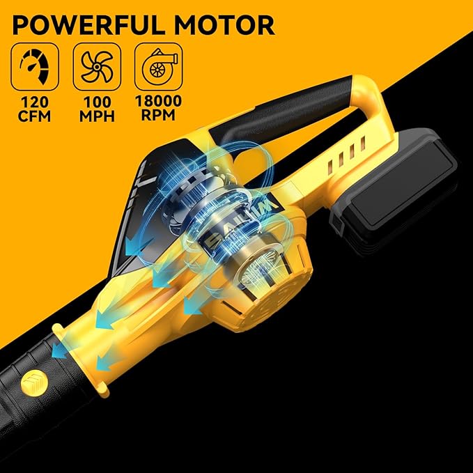 Cordless Leaf Blower for Dewalt 20V Max Battery,Handheld Electric Jobsite Air Blower,5 Variable Speed Up to 150MPH,100 CFM Powerful for Lawn Care,Snow Blow,Yard Clean(Battery Not Included)