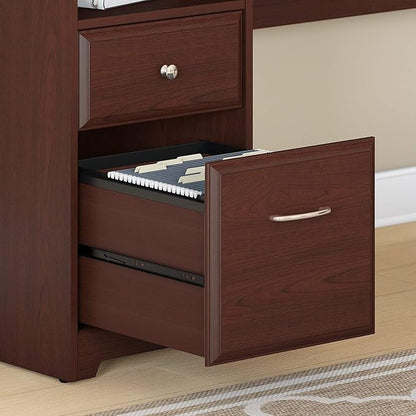 Bush Furniture L Shaped Desk with Drawers for Executive and Home Office | Cabot Collection Corner Table with Storage and Chrome Hardware Return, 72W, Harvest Cherry