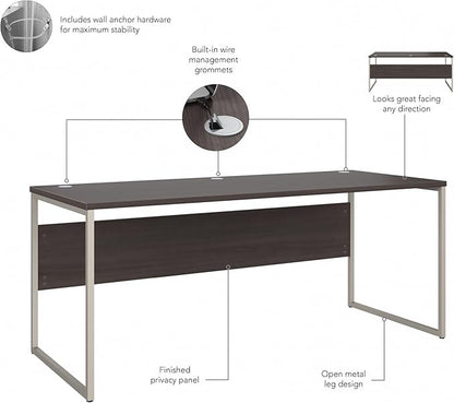 Bush Business Furniture HYD373SG Hybrid 72-Inch Computer Table Desk with Metal Legs, Storm Gray