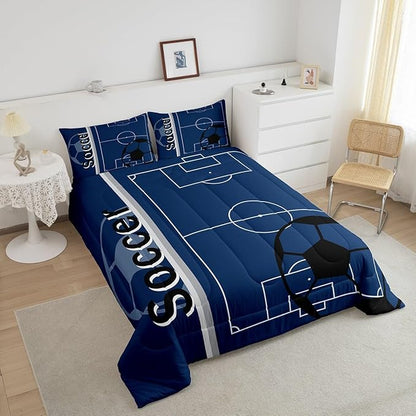 Feelyou Kids Football Comforter Set Twin Size Rugby Sports Bedding Set for Boys Girls Teens Bedroom Decor Soccer Ball Game Comforter Football Lover Duvet Set with 1 Pillow Case