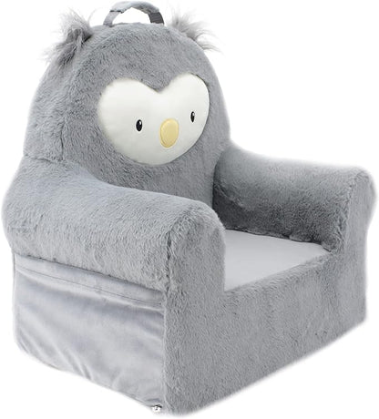 Soft Landing Grey Sweet Seats | Premium Character Chair with Carrying Handle & Side Pockets Owl