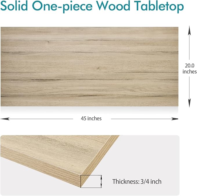 Kaboon Universal Tabletop 45"x20", Solid One-Piece Melamine Table Top, Double Desk L-Desk Floating Desk DIY, Home and Office, Oak