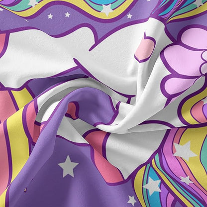 Unicorn Comforter King Size,Rainbow Unicorn Comforter Set for Kids Teens Girls,3Pcs Bedding Set Printed Comforter with 2 Pillowcases,Down Alternative,Soft and Lightweight(Purple，King Size)