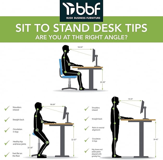 Bush Business Furniture Move 60 Series Electric Ergonomic Sit-Stand Computer Table for Home and Professional Office, 60W x 30D, Mocha Cherry