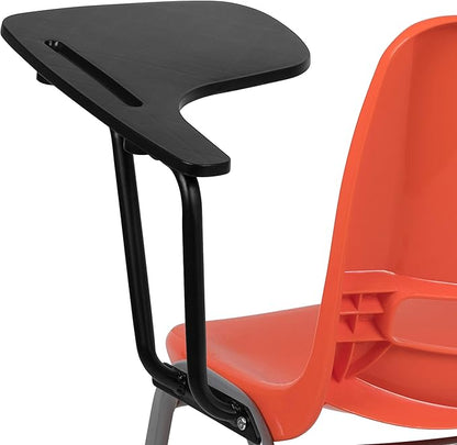 Flash Furniture HERCULES 5 Pack Orange Ergonomic Shell Chair with Left Handed Flip-Up Tablet Arm
