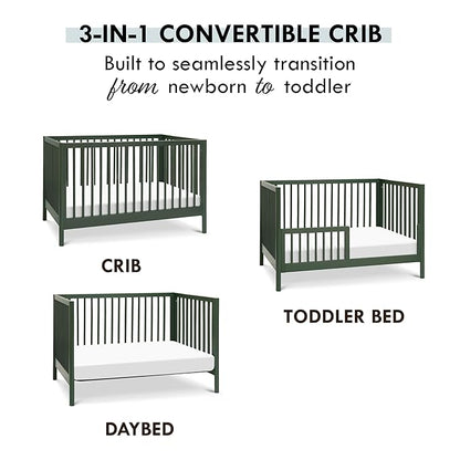 DaVinci Birdie 3-in-1 Convertible Crib, Forest Green, Easy Assemble, Greenguard Gold Certified