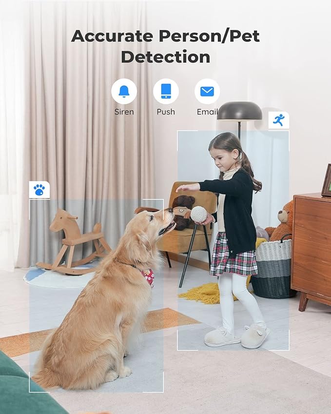 REOLINK 5GHz WiFi Indoor Camera, 5MP Plug-in Security Camera with 3X Optical Zoom, 360 Degree Baby/Dog Monitor with Auto Tracking, Person/Pet Detection, 2.4/5 GHz WiFi, Local Storage, E1 Zoom