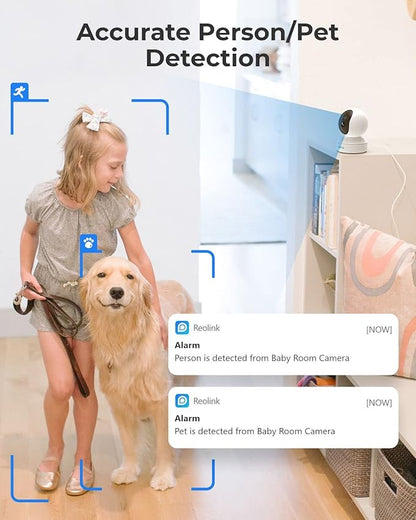 REOLINK E1 Pro Indoor Security Camera, 4MP Plug-in Pet Camera Support 2.4/5 GHz WiFi, 360 Degree Baby/Dog Monitor with Auto Tracking, Person/Pet Detection, Night Vision, 2 Way Audio, Local Storage