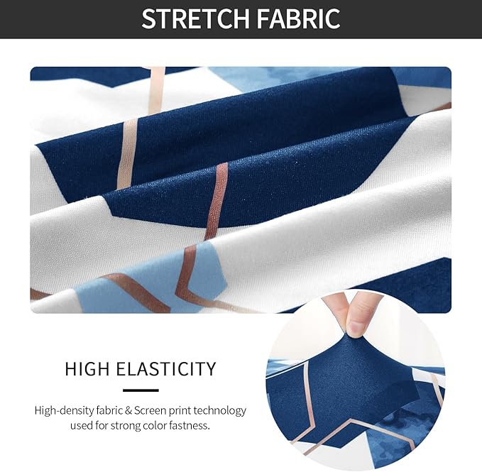 Gibelle Dining Room Chair Covers Set of 6, Soft Stretch Kitchen Chair Covers Slipcover Protector, Removable Washable Geometric Parson Chair Covers 6 Pack, Navy Blue