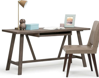 SIMPLIHOME Dylan SOLID WOOD Modern Industrial 60 inch Wide Home Office Desk, Writing Table, Workstation, Study Table Furniture in Driftwood