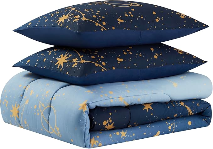 Kids Bedding Set Bed in a Bag for Boys and Girls Toddlers Printed Sheet Set and Comforter, Twin, Galaxy