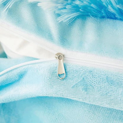 Tie dye Blue Plush Fluffy Comforter Cover Set Queen - Ultra Soft Faux Fur tie dye Bedding Sets 3 Pieces (1 Shaggy Duvet Cover + 2 Pillow case) Fluffy Bed Set (Tie Dye Blue, Queen)