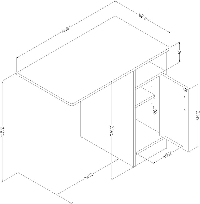 South Shore Small Computer Desk with Door, Pure White