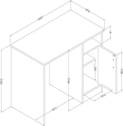 South Shore Small Computer Desk with Door, Pure White