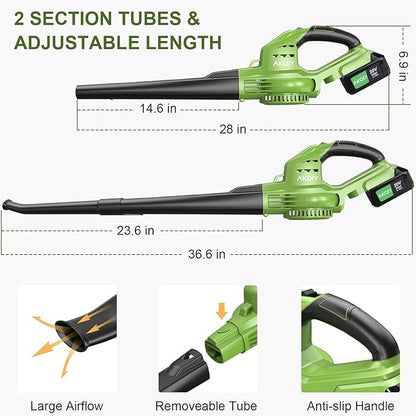 Leaf Blower Cordless- 20V 5.0 Battery-Powered Leaf Blower, 80-150MPH, Upgraded Motor and Mini Electric Leaf Blower with Charging Seat for Use in The Yard or Lawn