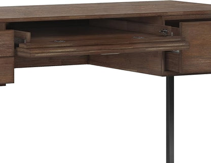 SIMPLIHOME Richmond SOLID WOOD 60 inch Wide Home Office Desk, Writing Table, Workstation, Study Table Furniture in Rustic Natural Aged Brown