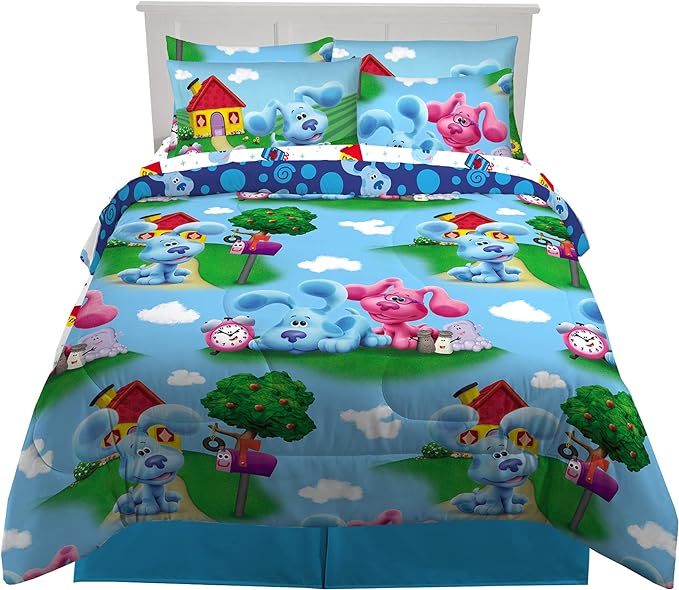 Franco Kids Bedding Super Soft Comforter and Sheet Set with Sham, 7 Piece Full Size, Blues Clues