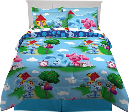 Franco Kids Bedding Super Soft Comforter and Sheet Set with Sham, 7 Piece Full Size, Blues Clues