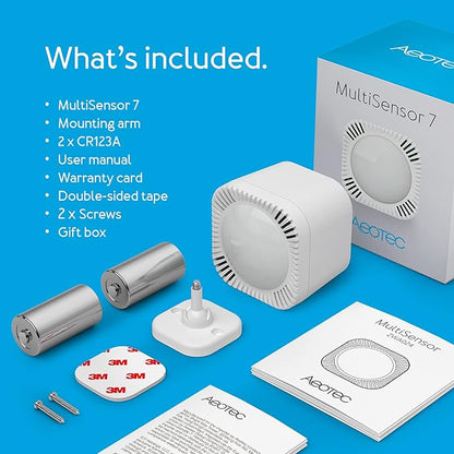 Aeotec MultiSensor 7, 6-in-1 Zwave Sensors Contains Monitor Motion, Temperature, Light, Humidity, UV, and Vibration, Z-Wave Plus, Gen7, S2, SmartStart Enabled, Compatible with Zwave Hub Smartthings