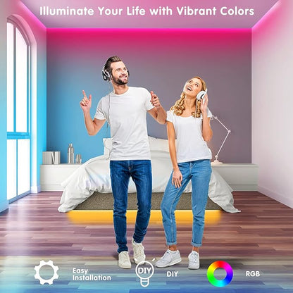 smareal 50ft Led Lights for Bedroom, Led Strip Lights Color Changing Led Lights with 44 Key IR Remote, Led Light Strips for Bedroom Party Home Decoration