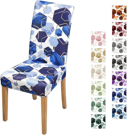 Gibelle Dining Room Chair Covers Set of 4, Soft Stretch Kitchen Chair Covers Slipcover Protector, Removable Washable Geometric Parson Chair Covers 4 Pack, Royal Blue