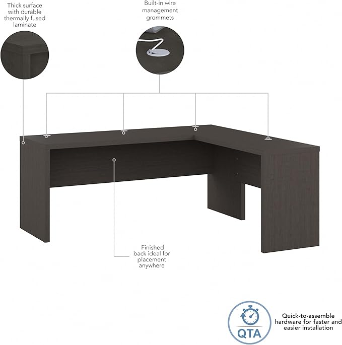 Bush Business Furniture Echo L Shaped Computer Desk, 72W, Charcoal Maple