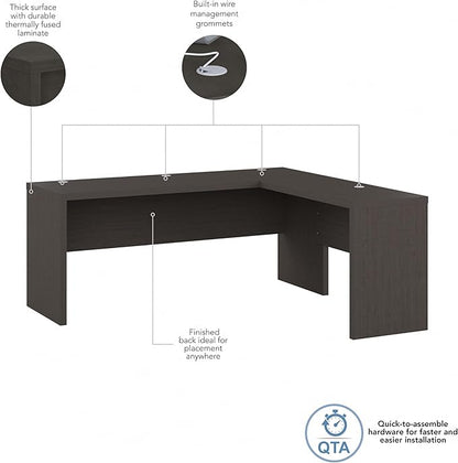 Bush Business Furniture Echo L Shaped Computer Desk, 72W, Charcoal Maple