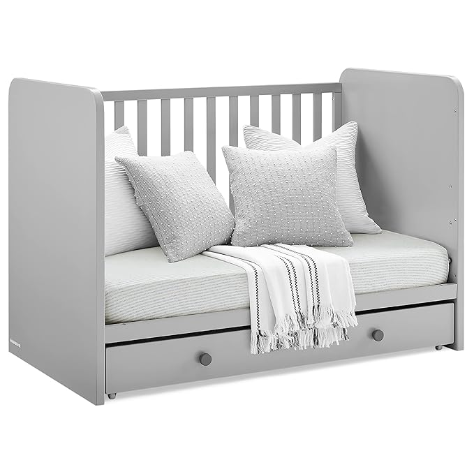 GAP babyGap Graham 4-in-1 Convertible Crib with Storage Drawer - Greenguard Gold Certified, Grey/Dark Grey