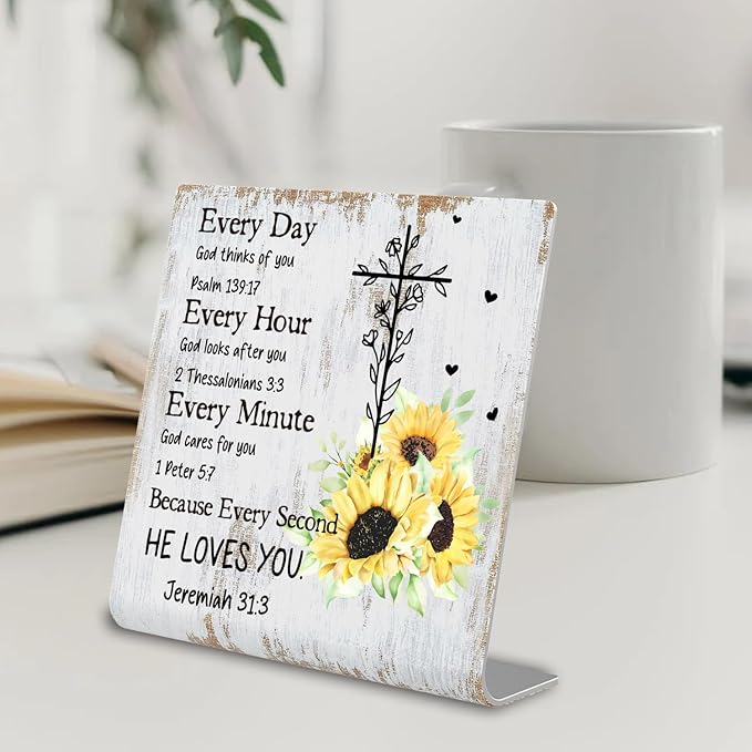 Christian Office Decor for Women Desk Inspirational Gifts with Prayers Religious Scripture Birthday Gifts for Her, Mom, Sister, Coworker Men, Friends Valentines Motivational Catholic Gifts XUV04