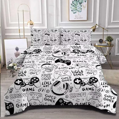 Gaming Comforter for Boys Teens,Game Bedding Sets Twin,Kids Gamer Comforter Set,Video Game Bedroom Decor,Gamepad Controller Duvet Insert All Season 3 Piece 1 Comforter and 2 Pillowcases