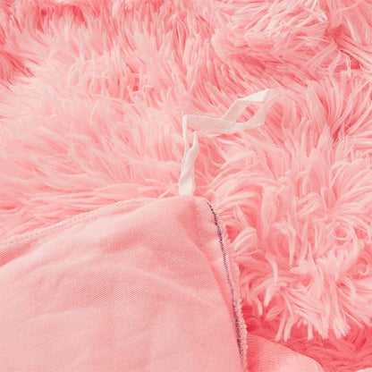 FOPPA pink fluffy Comforter Cover Set king- Ultra Soft fluffy Pink Bedding Sets 3 Pieces (1 Duvet Cover + 2 Pillow case) pink fluffy bed set (Light Pink, King)