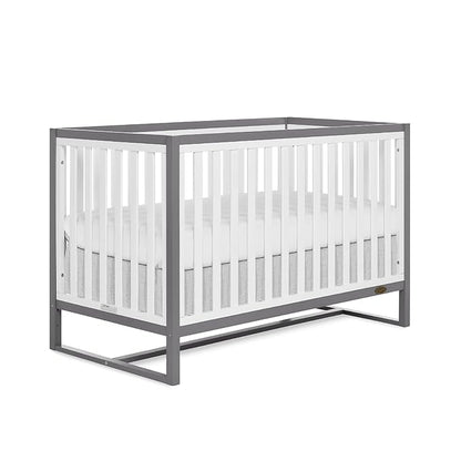 Arlo 5-in-1 Convertible Crib in Steel Grey and White, JPMA Certified, 3 Mattress Height Settings, Non-Toxic Finish, Made of Sustainable and Sturdy Pinewood