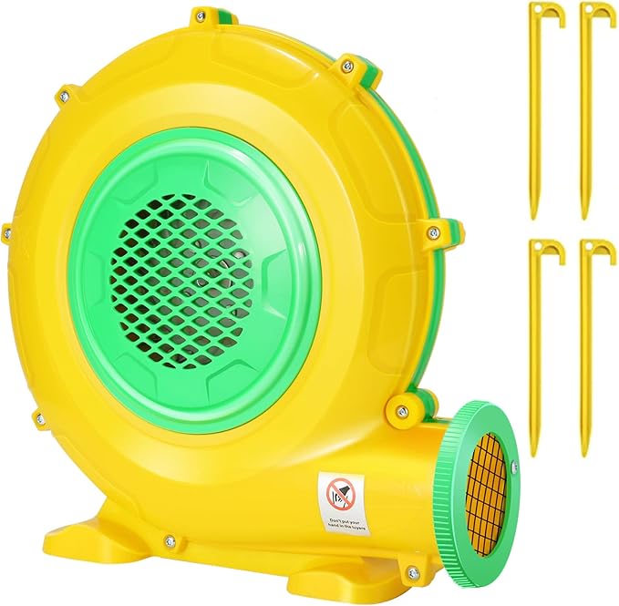 Bounce House Blower, 950W 1.27HP Commercial Air Blower with Double-Sided Fan Blade Design, Strong Wind and Great Heat Dissipation Properties for Medium and Small Bouncy Castle, Jump Slides, Arch